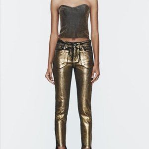 Zara foil mid waist Z1975 skinny jeans